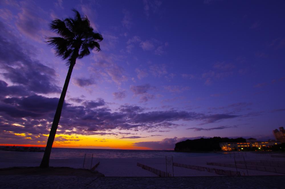 夕景の白良浜