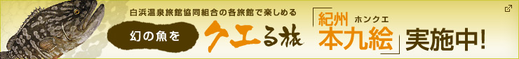 白浜温泉旅館協同組合の各旅館で楽しめる 幻の魚をクエる旅 紀州本九絵実施中！